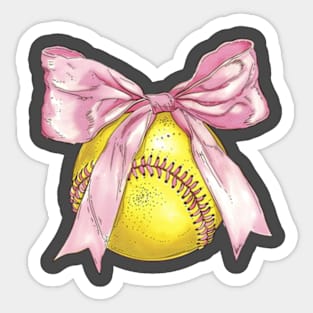 Cute softball with bow Sticker